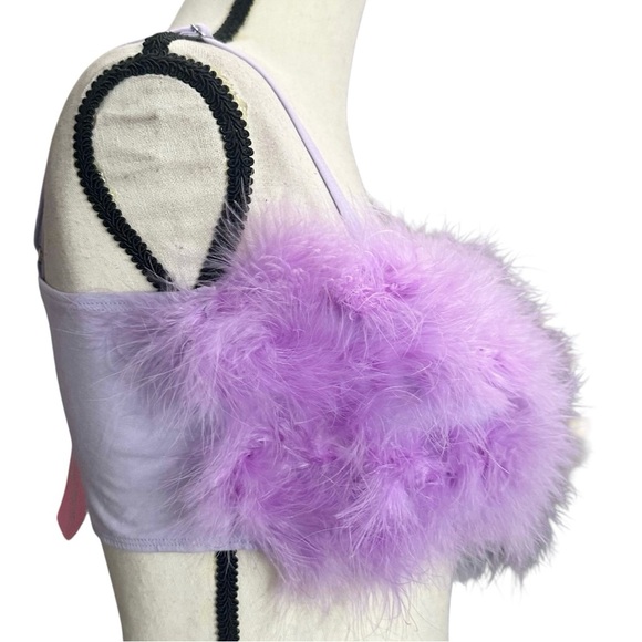 Sugar Thrillz Top Tube L Lala La Fleur Boob Purple Feathers Bandeau - Picture 4 of 9